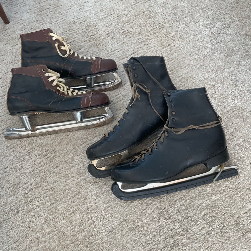 Vintage Black and Brown Ice Skates